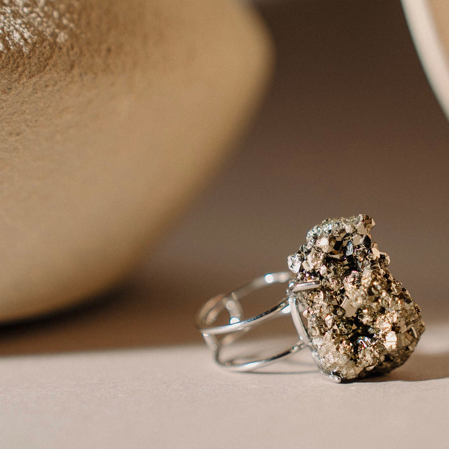 PYRITE GEMSTONE RING (BIG)