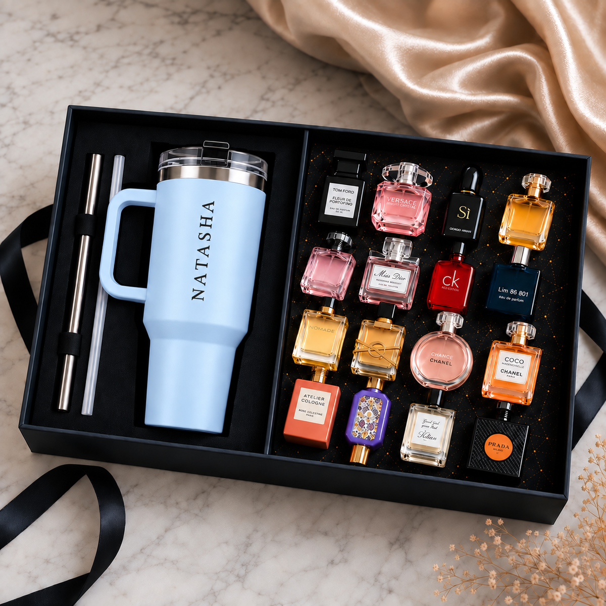 PERSONALIZED TUMBLER & OG PERFUME MINIATURE GIFT SET