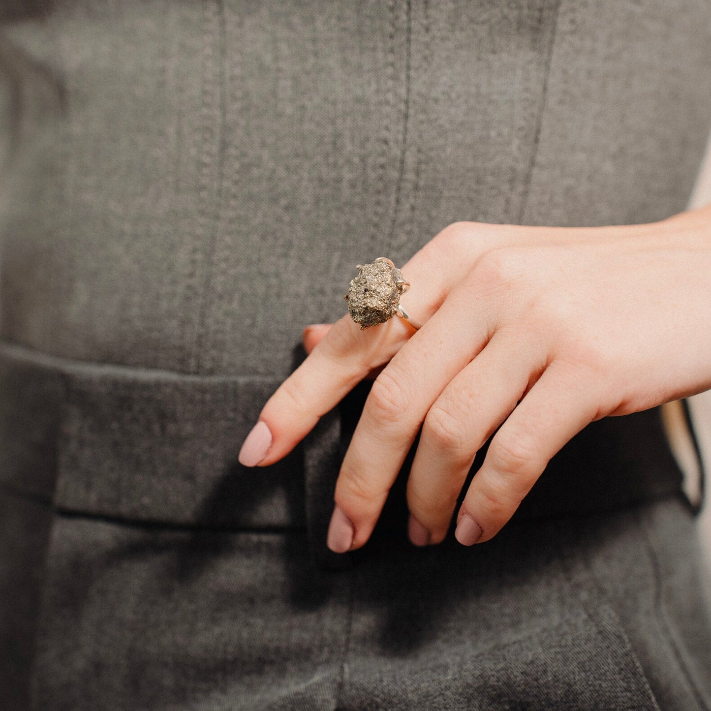 PYRITE GEMSTONE RING (SMALL)