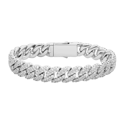 ICED OUT CUBAN LINK BRACELET - WHITE GOLD