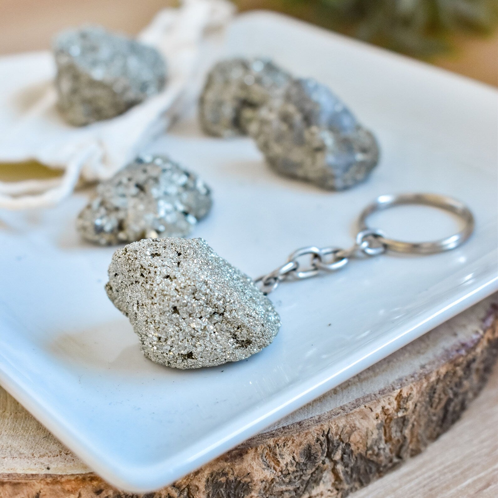 PYRITE GEMSTONE KEYCHAIN – XIXO Gift of Gods