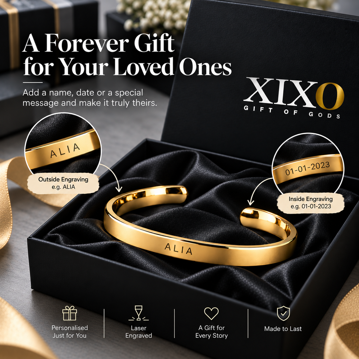 PERSONALIZED CUFF BRACELET & OG PERFUME MINIATURE GIFT SET