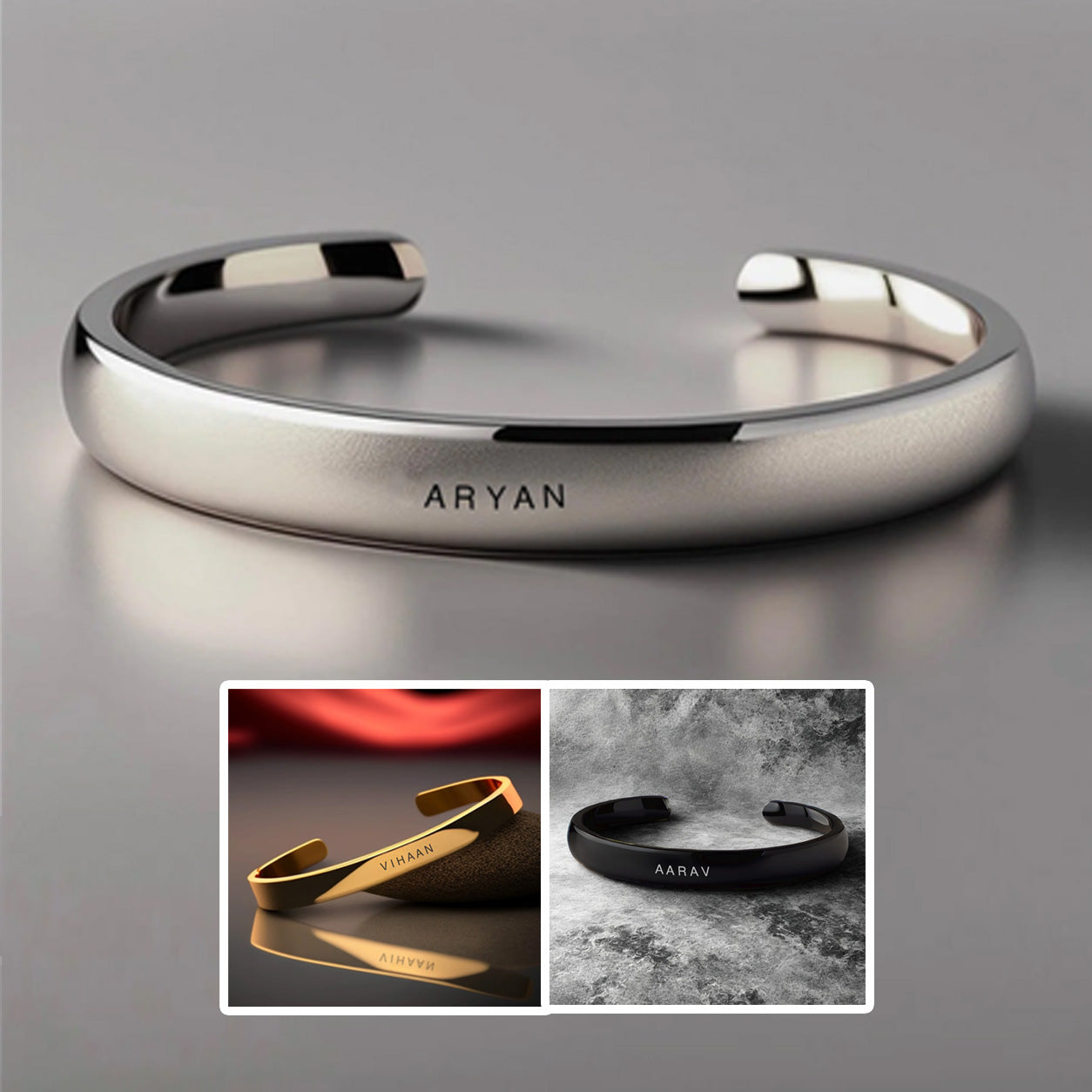 Personalised Cuff Bracelet & OG Perfume Miniature Gift Set