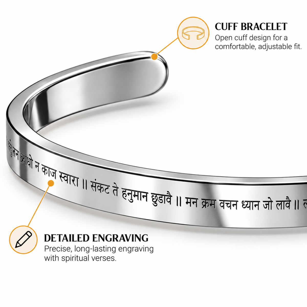 Nine Sacred Verses Hanuman Chalisa Cuff Bracelet