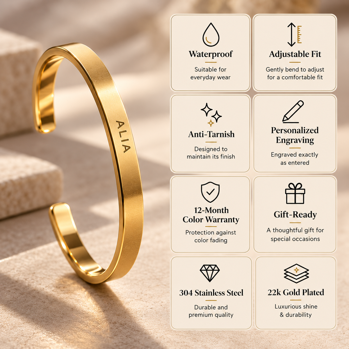 PERSONALIZED CUFF BRACELET & OG PERFUME MINIATURE GIFT SET