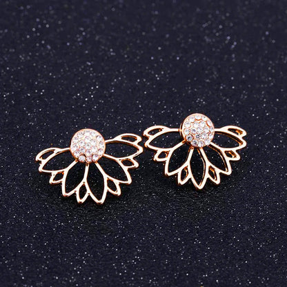 HOLLOW CRYSTAL FLOWER EARRING