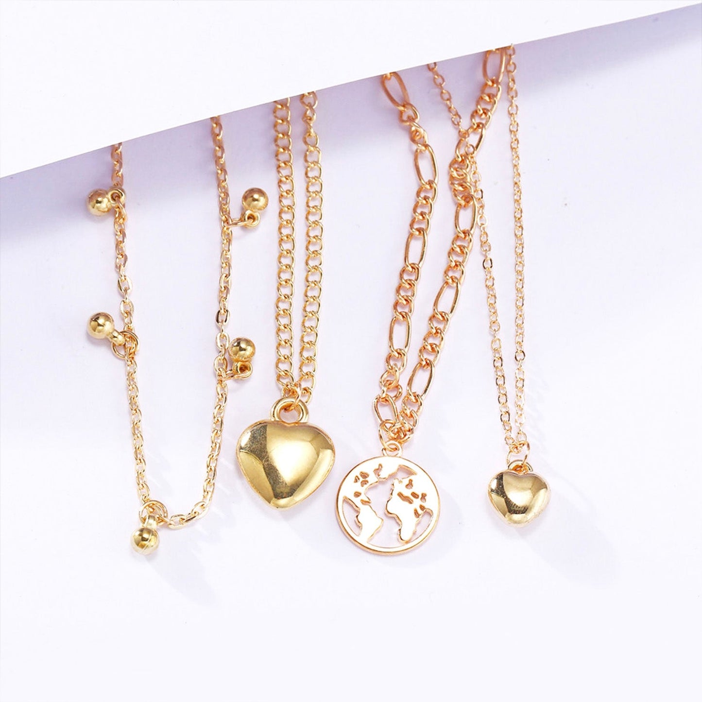 MULTI LAYER HEART CHARM LINK NECKLACE