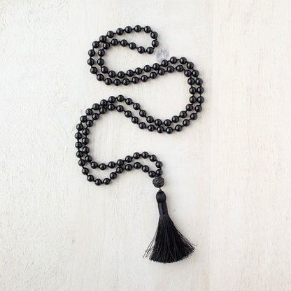 BLACK BANDED AGATE ONYX MALA