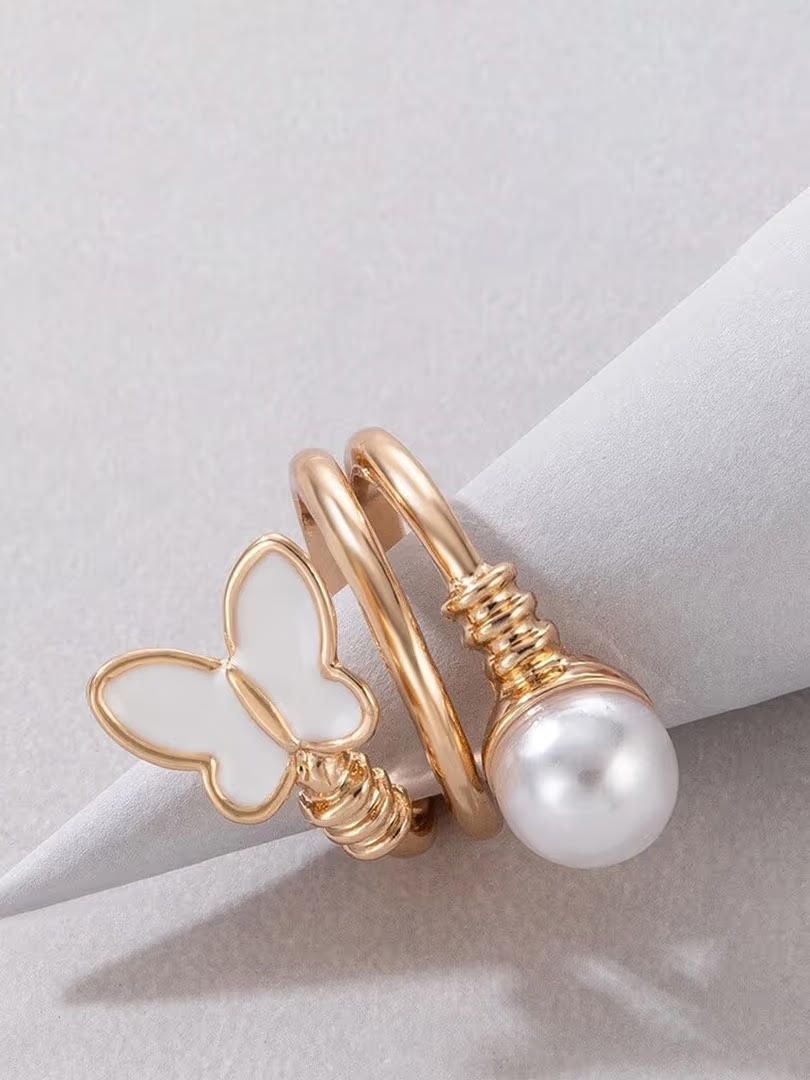 BUTTERFLY WITH PEARL RING